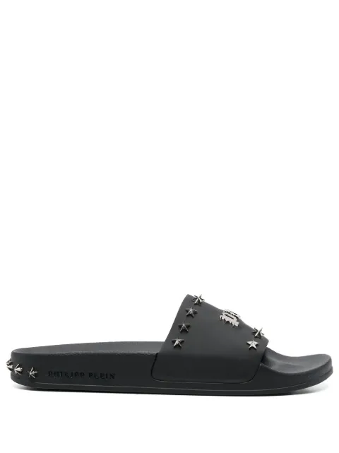Philipp Plein Gothic Plein studded slides Black FABSUSG0021PLE008N