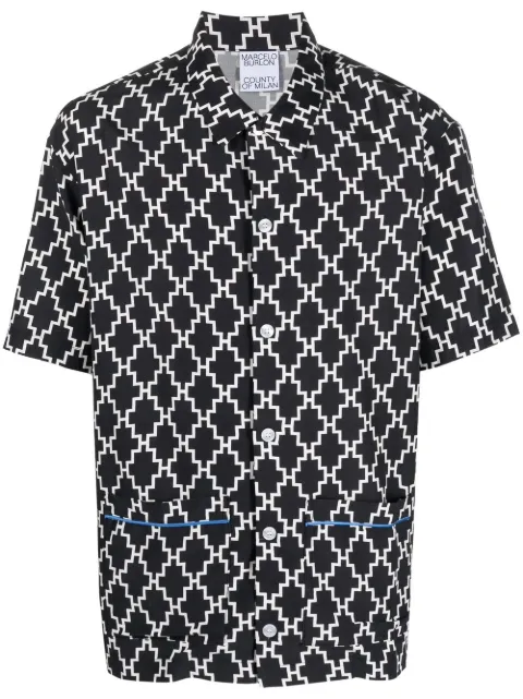 COUNTY OF MILAN logo-print short-sleeved shirt Black CMUY001F22FAB0011001