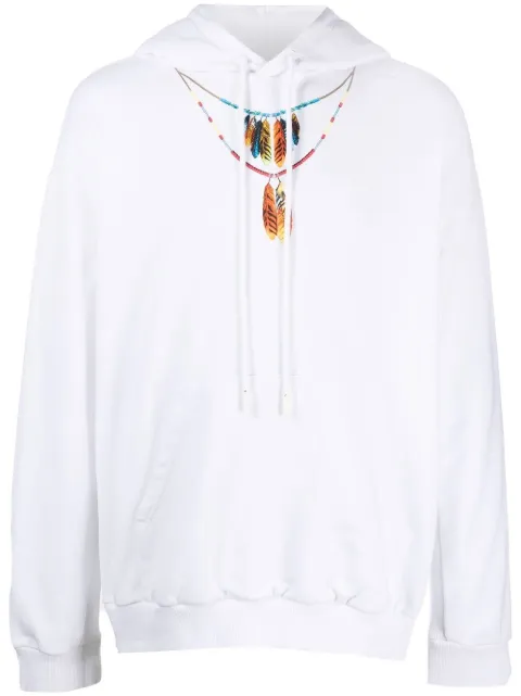 COUNTY OF MILAN Feathers Necklace cotton hoodie White CMBB040C99FLE0020125