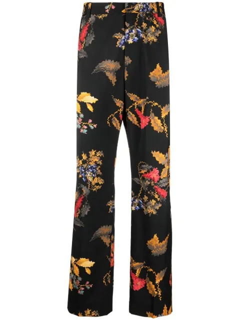 COUNTY OF MILAN floral-print virgin wool trousers Black CMCA149F22FAB0011016