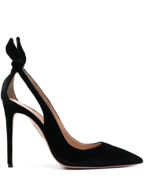 Aquazzura Bow Tie 105mm velvet pumps Black DENHIGP0VEL000