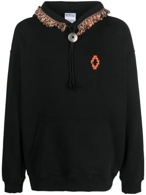 COUNTY OF MILAN fringed-trim pullover hoodie Black CMBB106F22FLE0061020