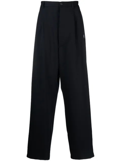 COUNTY OF MILAN feather print wide-leg tailored trousers Blue CMCA186F22FAB0014901