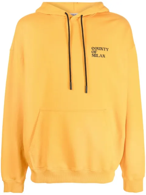 COUNTY OF MILAN logo-print pullover hoodie Yellow CMBB106F22FLE0081610