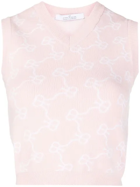 Rokh monogram-pattern cropped vest Pink R3CA55VS