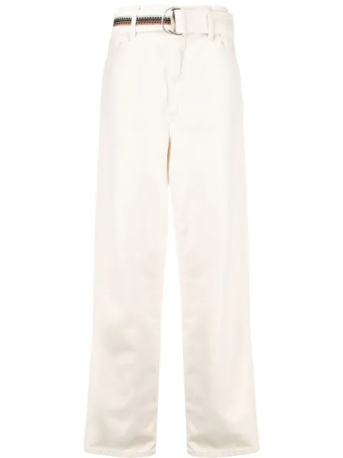 COUNTY OF MILAN Cross-embroidered belted trousers White CMCA183F22FAB0010101