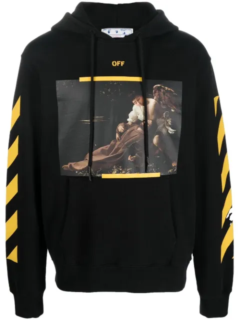 Off-White Caravaggio print hooded sweatshirt Black OMBB097C99FLE0141001