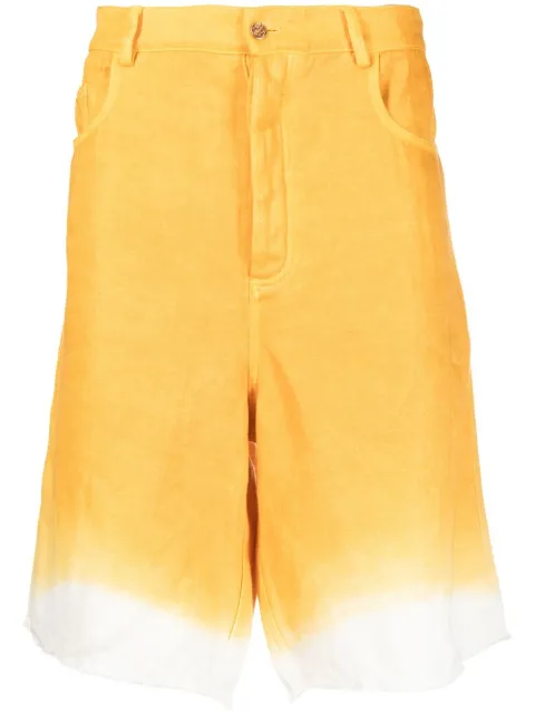 Nick Fouquet two-tone knee-length linen shorts Yellow CMFU30010HCU089A