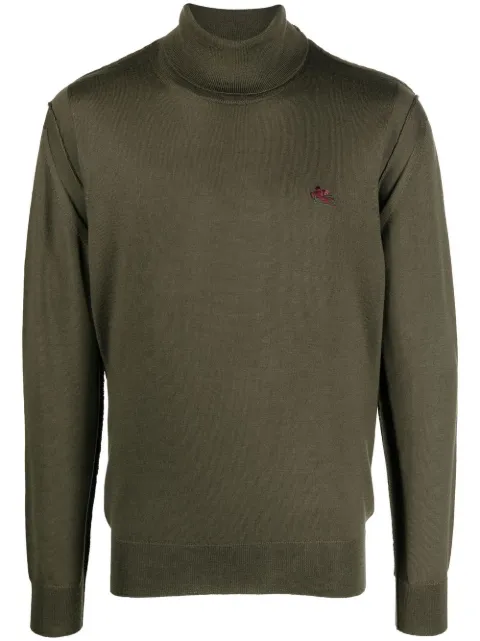 ETRO logo-embroidered roll-neck jumper Green 1M5079965