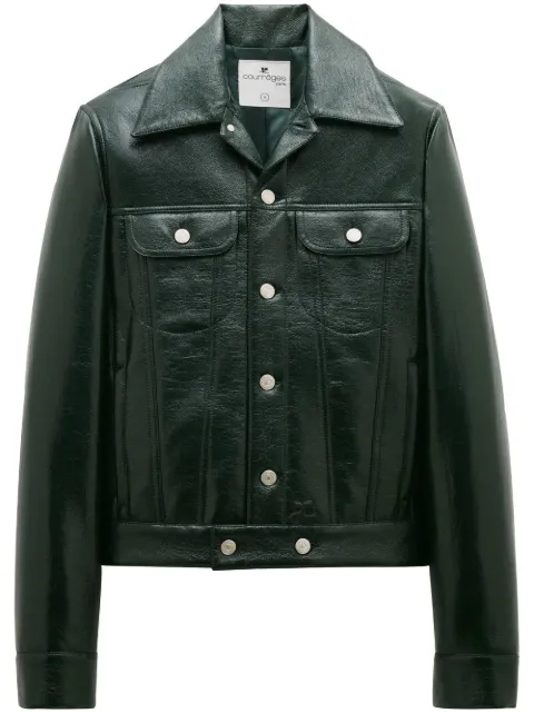 Courrèges V Trucker vinyl jacket Green 322CBL063VY0003