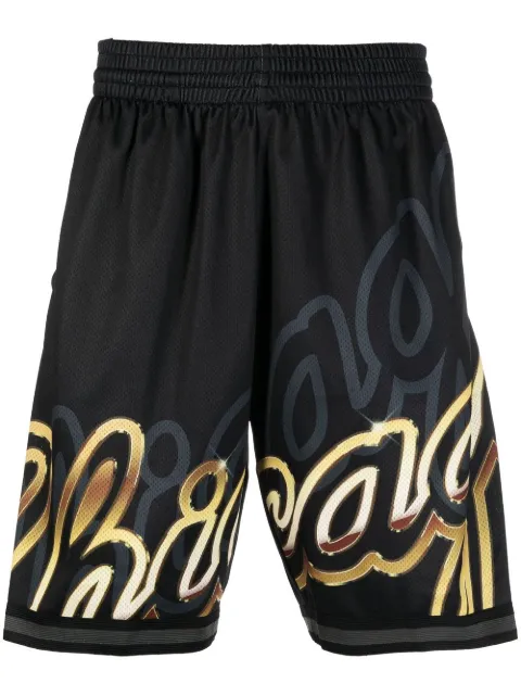 Mitchell & Ness logo-print track shorts Black PSHR1259CBUYYPPPBLCK