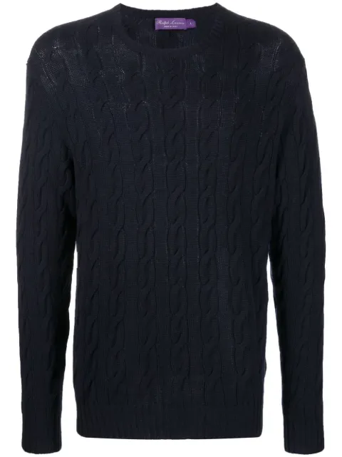 Ralph Lauren Purple Label cable-knit crew neck sweater Blue 790509405