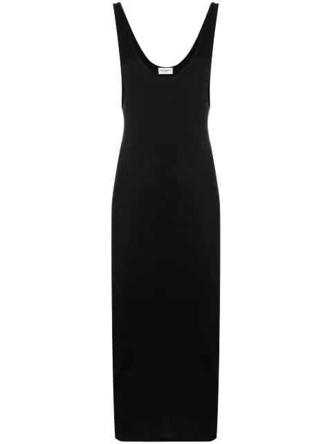 Saint Laurent fine-ribbed slip dress Black 693962Y36UR