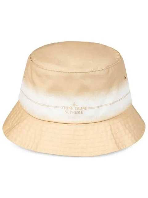 Supreme x Stone Island stripe-detail crusher hat Neutrals SU11877