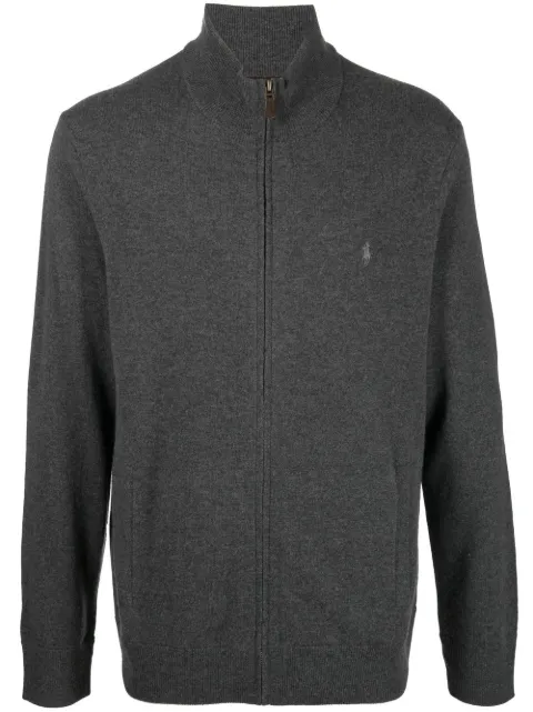 Polo Ralph Lauren embroidered-logo zip-up cardigan Grey 710876719002