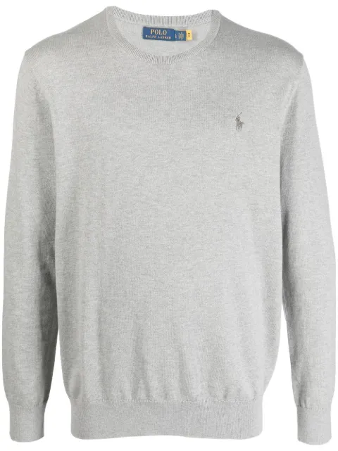 Polo Ralph Lauren logo-embroidered cotton-cashmere jumper Grey 710866549005