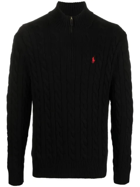 Polo Ralph Lauren cable-knit half-zip jumper Black 710810841006