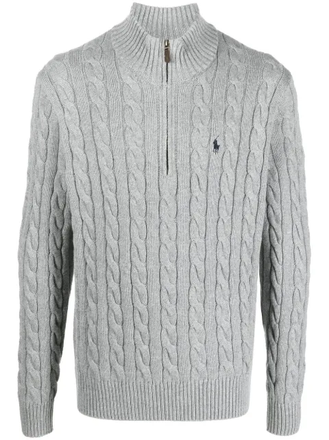 Polo Ralph Lauren cable-knit quarter-zip jumper Grey 710810841002