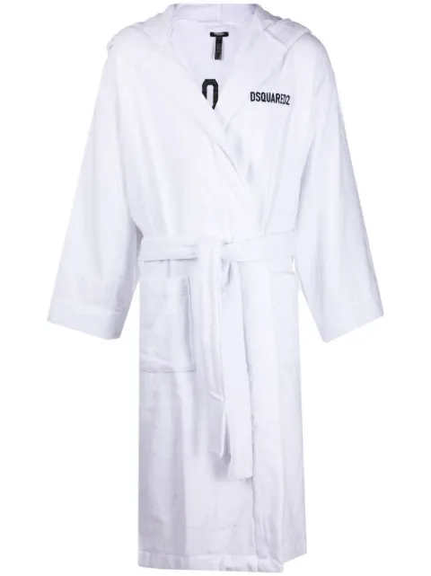 DSQUARED2 logo embroidered bath robe White D7P404220ISA01