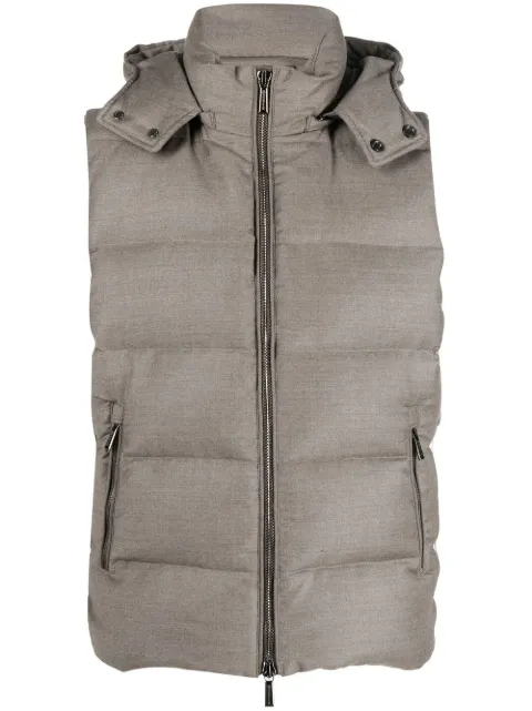 Moorer hooded sleeveless padded gilet Neutrals MOUGI100180L