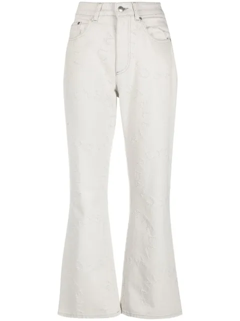 Stella McCartney logo flared high-waisted trousers Neutrals 6D00313SOH94