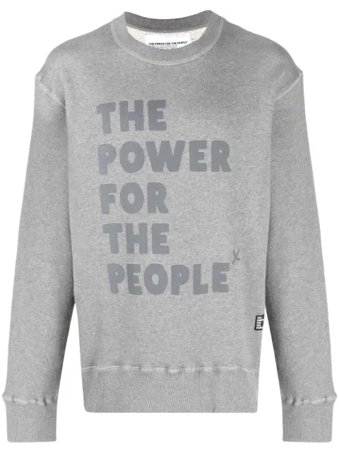 The Power For The People logo-print organic-cotton sweatshirt Grey 0016