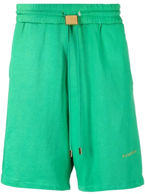 Buscemi embroidered-logo cotton track shorts Green BMS22310