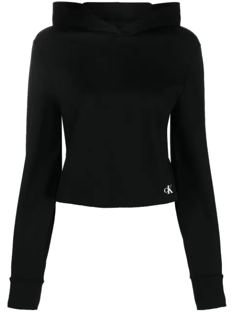 Calvin Klein Jeans cropped logo hoodie Black J20J219125