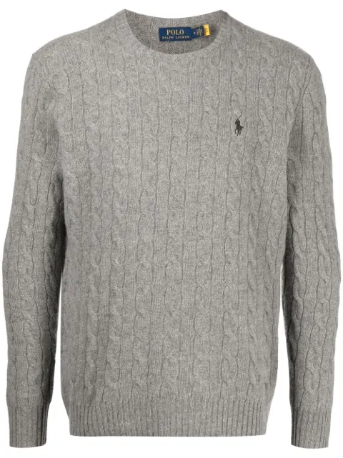 Polo Ralph Lauren cable-knit Pony sweater Grey 710876762012