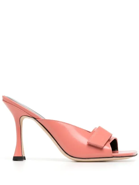 BY FAR Olivia square-toe leather sandals Orange 22PFOLISLMW