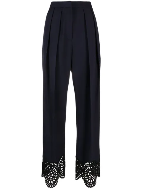 Stella McCartney broderie anglaise-trimmed trousers Blue 6400683AU701