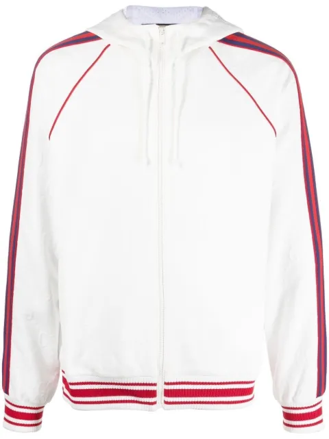 Gucci Web stripe zipped hoodie White 693024XJDE9