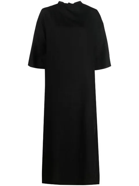 Zeus+Dione Triiris geometric-embroidered linen dress Black CLCA0201