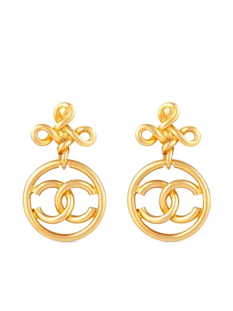 CHANEL Pre-Owned 1980s CC cut-out clip-on earrings Gold ER025395