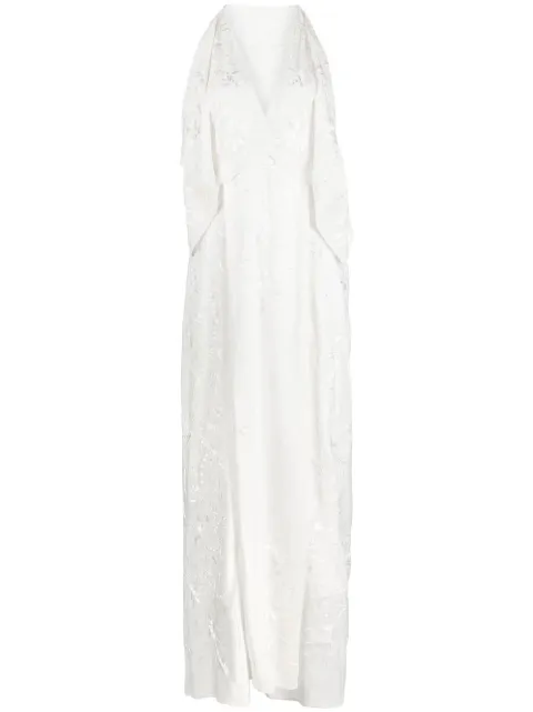 Zeus+Dione Pomaki floral-embroidered silk dress White CLDR0607
