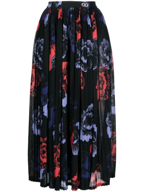 Ferragamo floral-print pleated midi skirt Black 755570