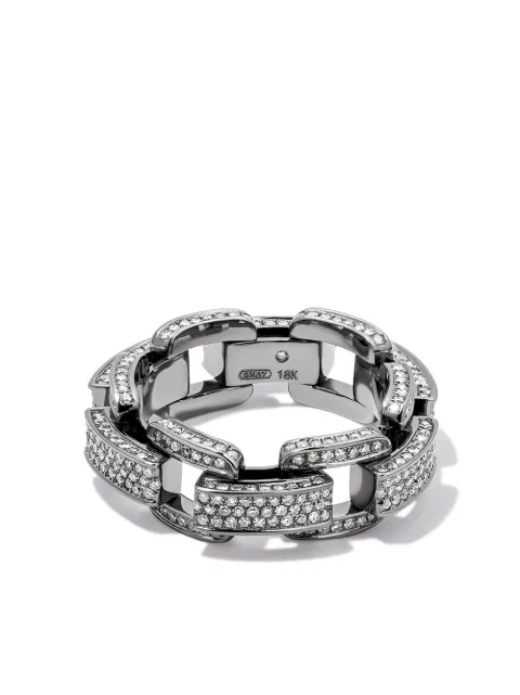 SHAY 18K black gold diamond chain-link ring Black SMR454B