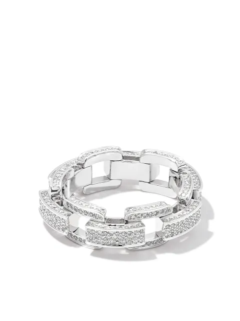 SHAY 18K white gold deco link diamond ring Silver SMR454WG