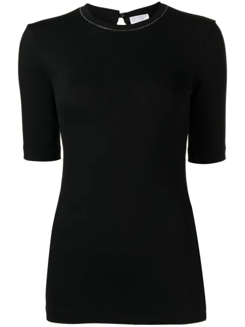 Brunello Cucinelli Monili-detail cotton T-Shirt Black M0TC8BJ310C101