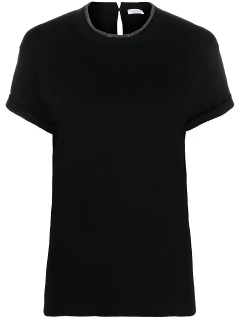 Brunello Cucinelli brass-embellished crew-neck T-shirt Black MPT18BD200C101