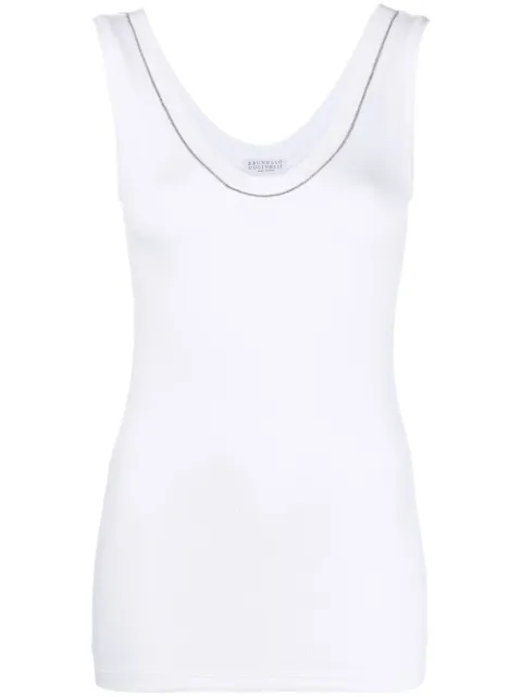 Brunello Cucinelli embellished tank top White MPTC8BJ312C159