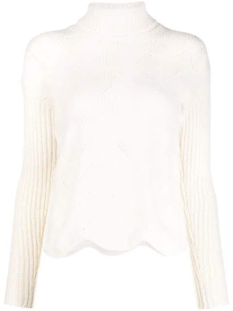 Liska pointelle-knit jumper White WSD332