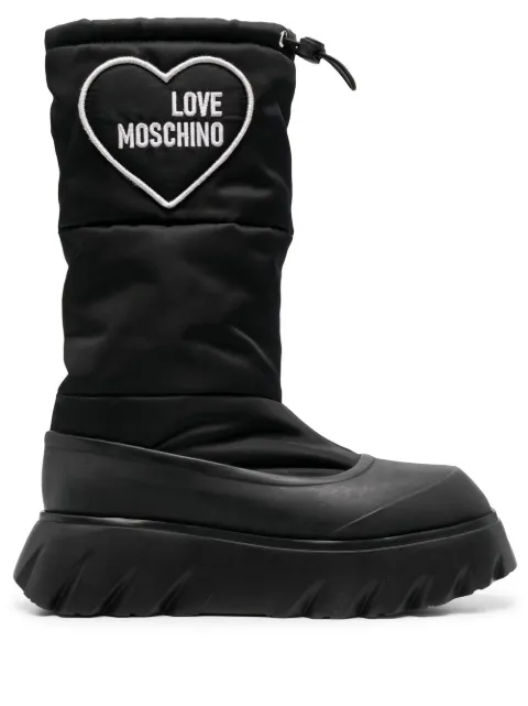 Love Moschino padded heart-patch ankle boots Black JA24566G0FJHA