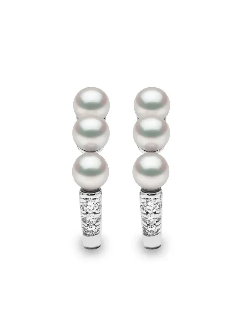 Yoko London 18kt white gold Eclipse Akoya pearl and diamond hoop earrings Silver QYE22597X