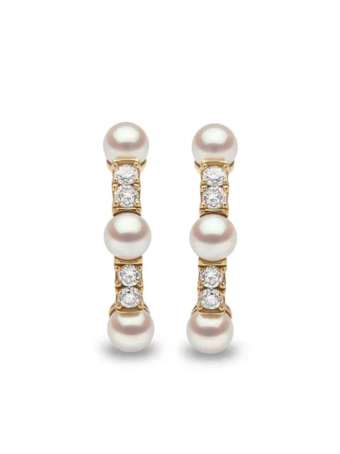 Yoko London 18kt yellow gold Eclipse Akoya pearl and diamond hoop earrings Gold QYE22576X