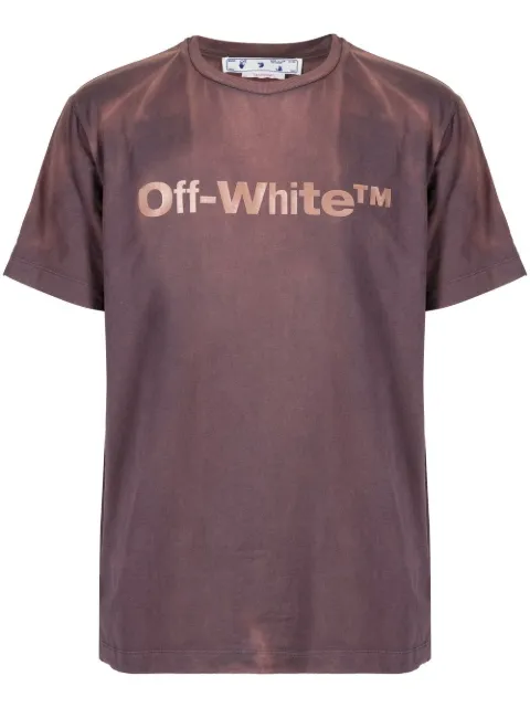 Off-White logo print bleached T-shirt Purple OMAA027F22JER0203535