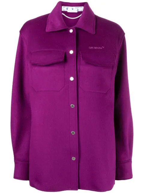 Off-White logo-embroidered shirt jacket Purple OWEA261F22FAB0013232