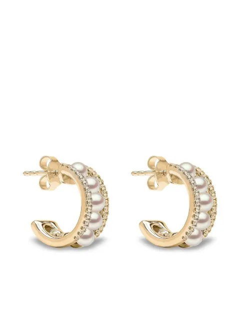 Yoko London 18kt yellow gold Eclipse Akoya pearl and diamond hoop earrings Gold QYE22566X