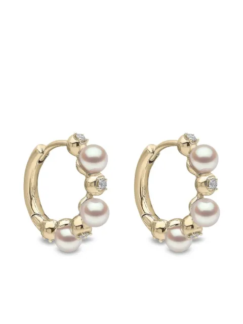 Yoko London 18kt yellow gold Eclipse Akoya pearl and diamond hoop earrings Gold QYE22536X