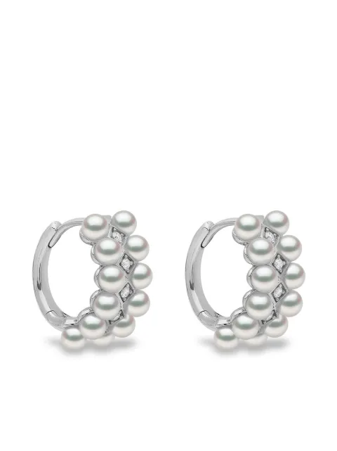 Yoko London 18kt white gold Eclipse Akoya pearl and diamond hoop earrings Silver QYE22527X